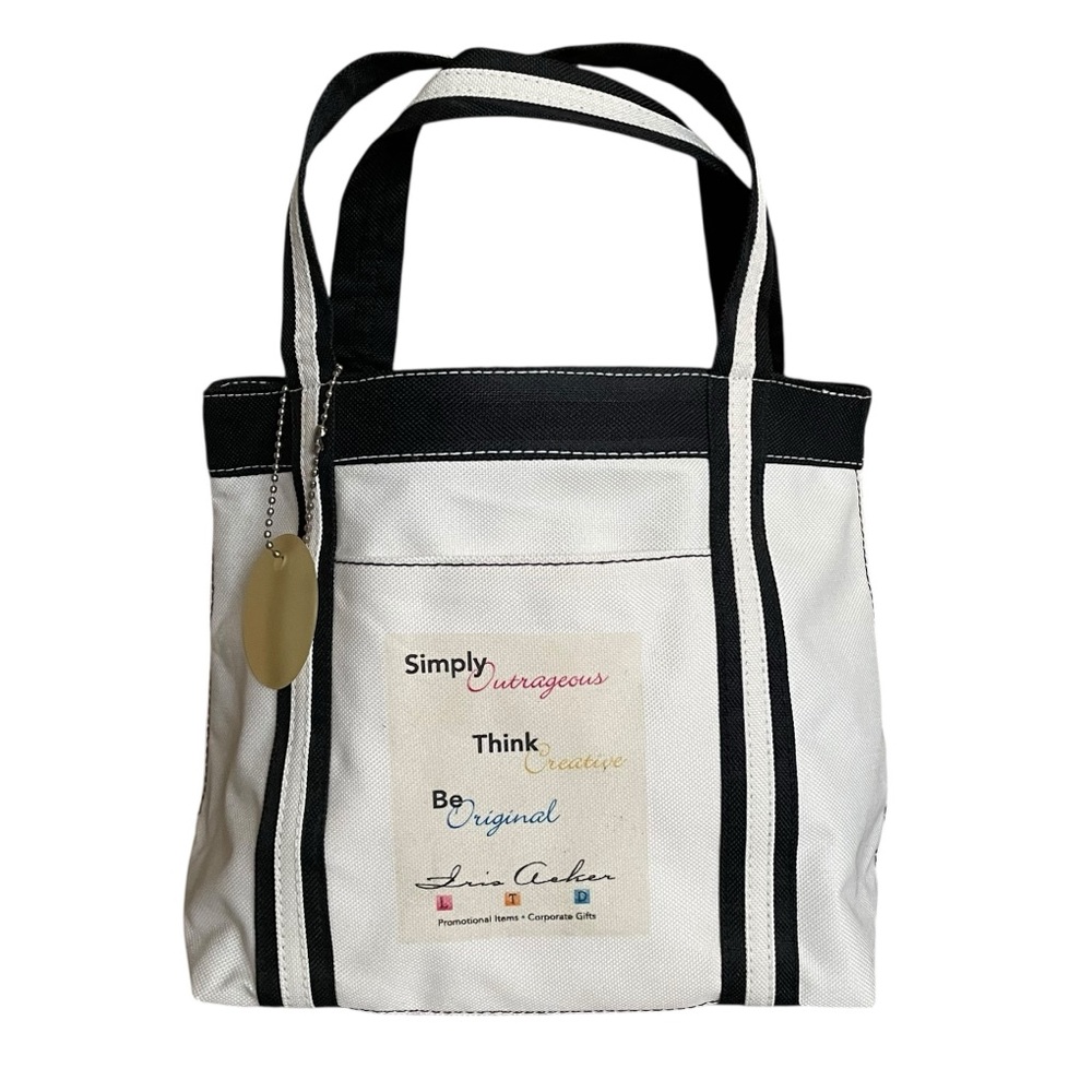 GEMLINE Small Canvas Tote Ivory and Black